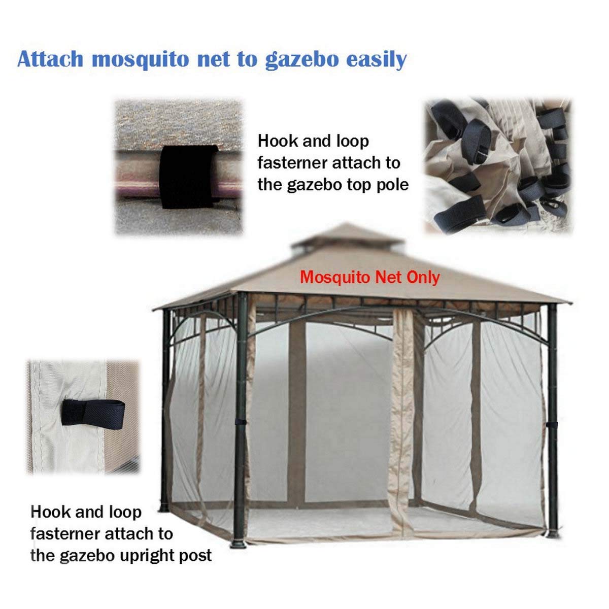 Westcharm hook-and-loop attachments securing netting to top rail for fast installation
