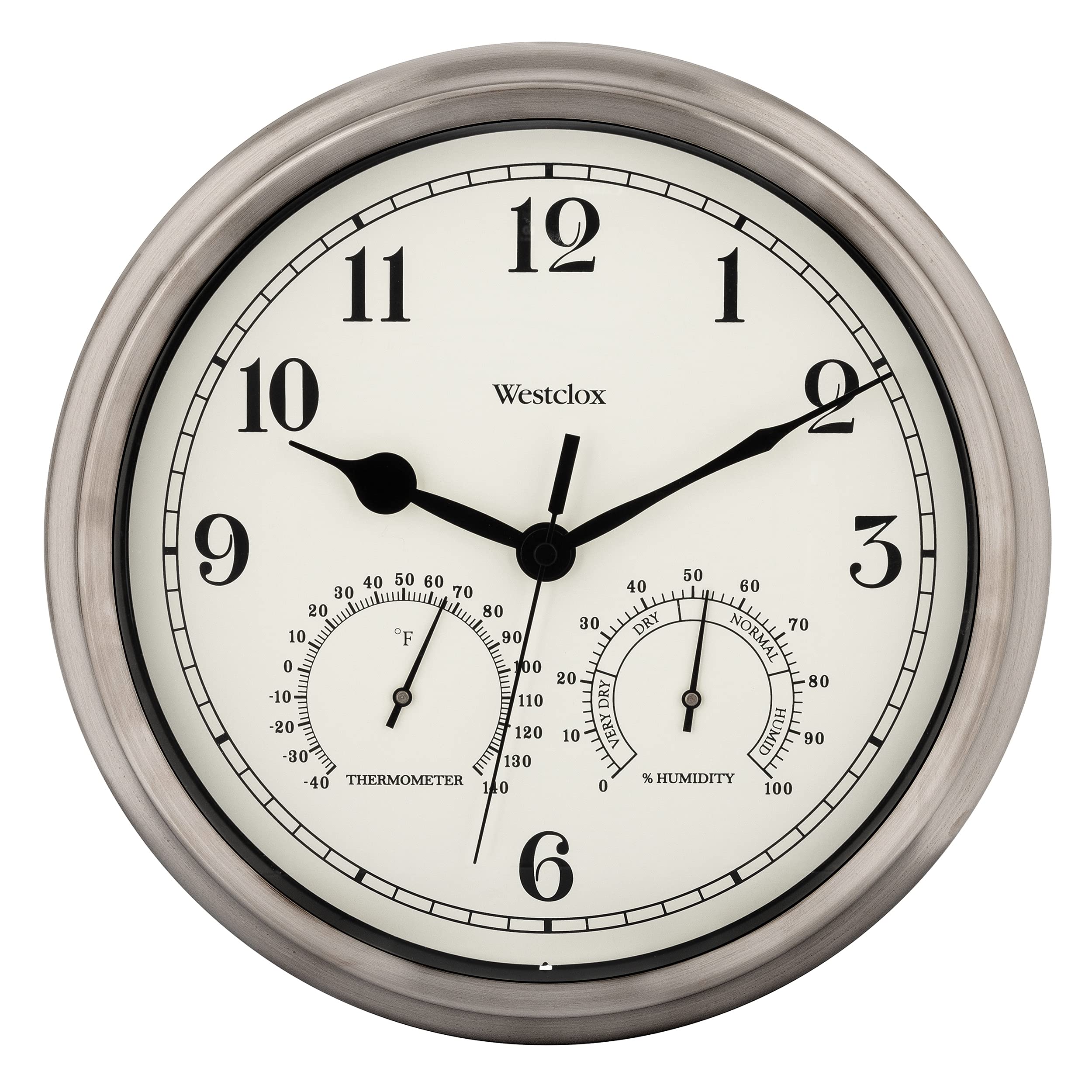 Westclox front view showing silver clock face and easy-read numerals for quick time checks