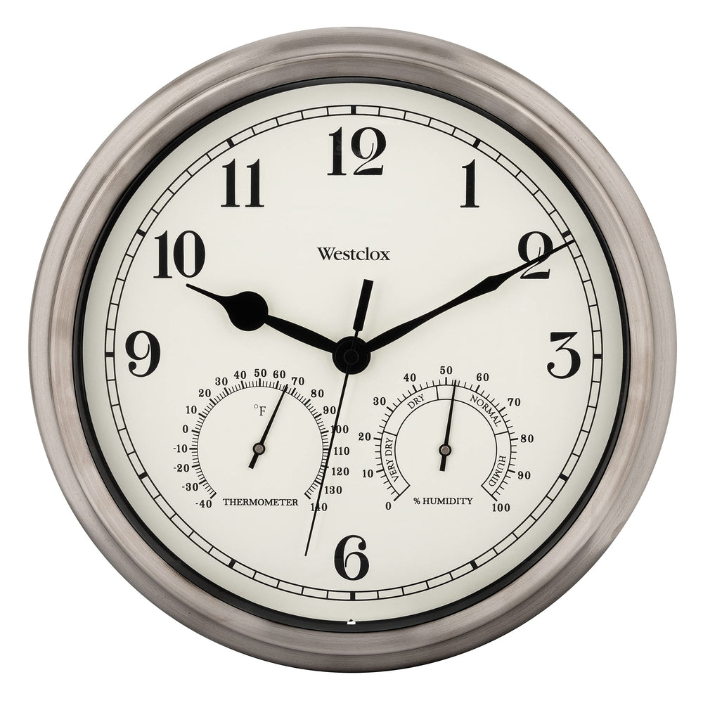 Westclox front view showing silver clock face and easy-read numerals for quick time checks