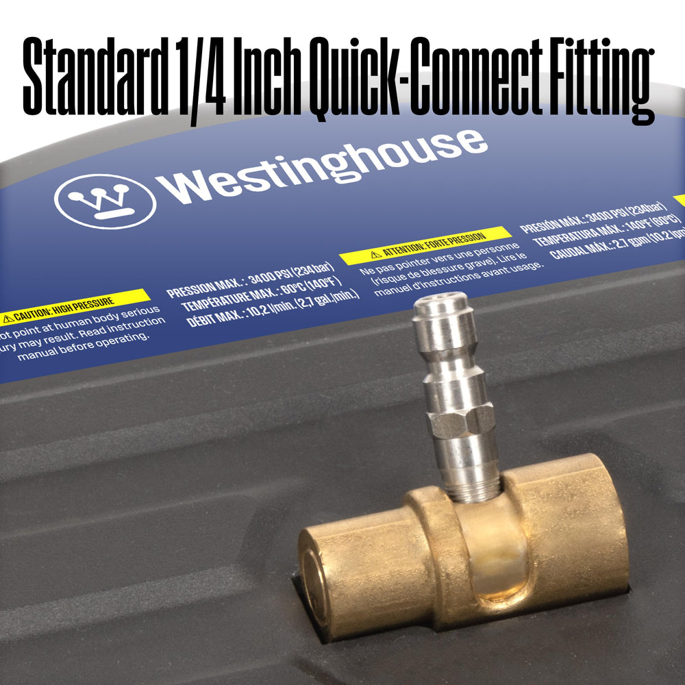 Westinghouse detailed 1/4" quick-connect showing easy plug-and-play connection benefit