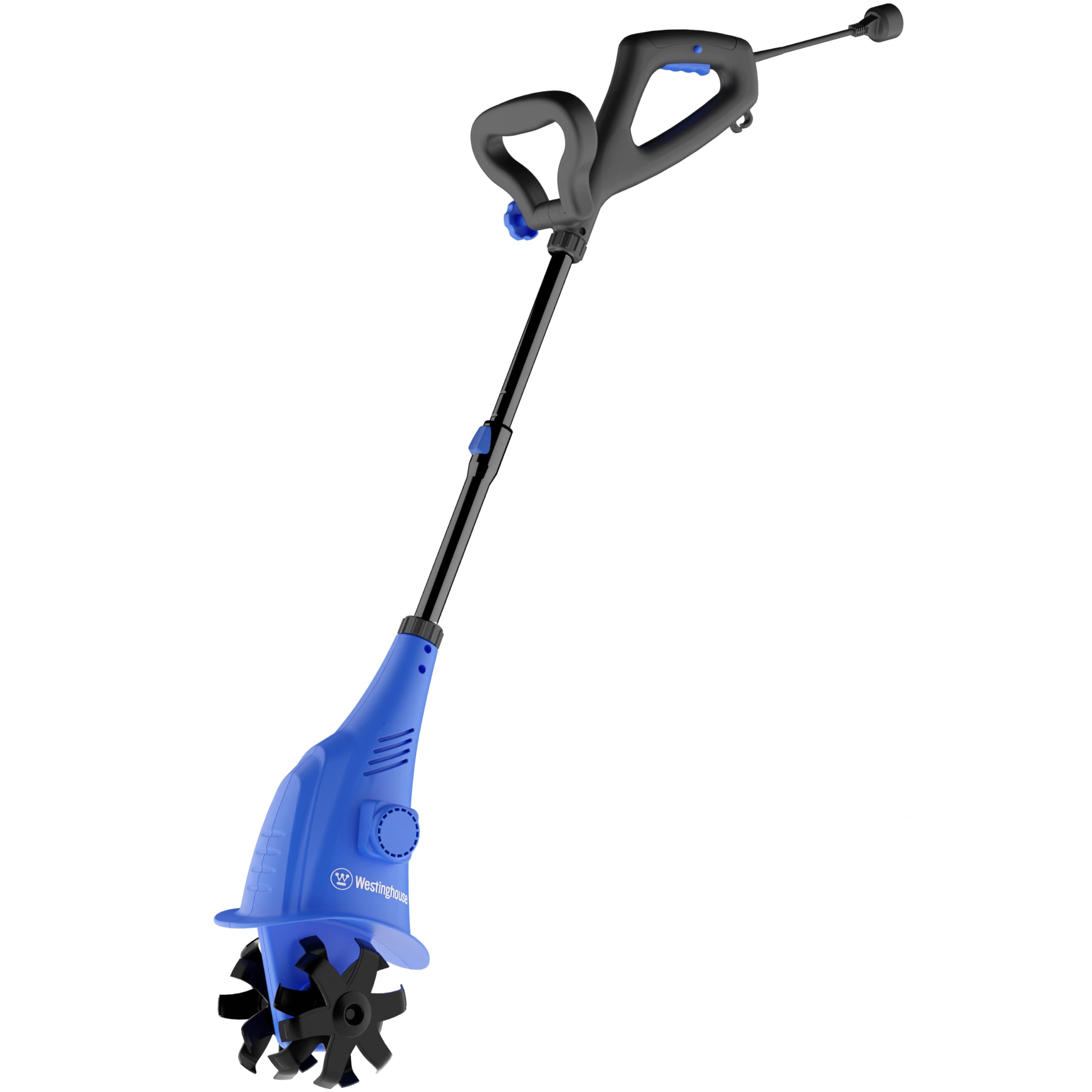 Westinghouse size comparison next to common garden tools showing scale