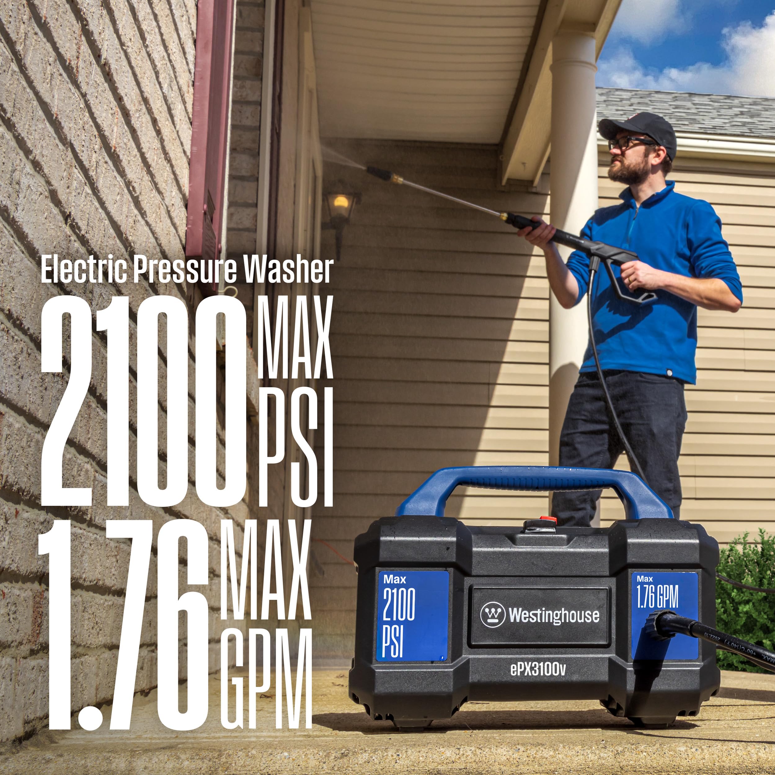 Westinghouse ePX3100v three quick-connect nozzles closeup offering spray versatility