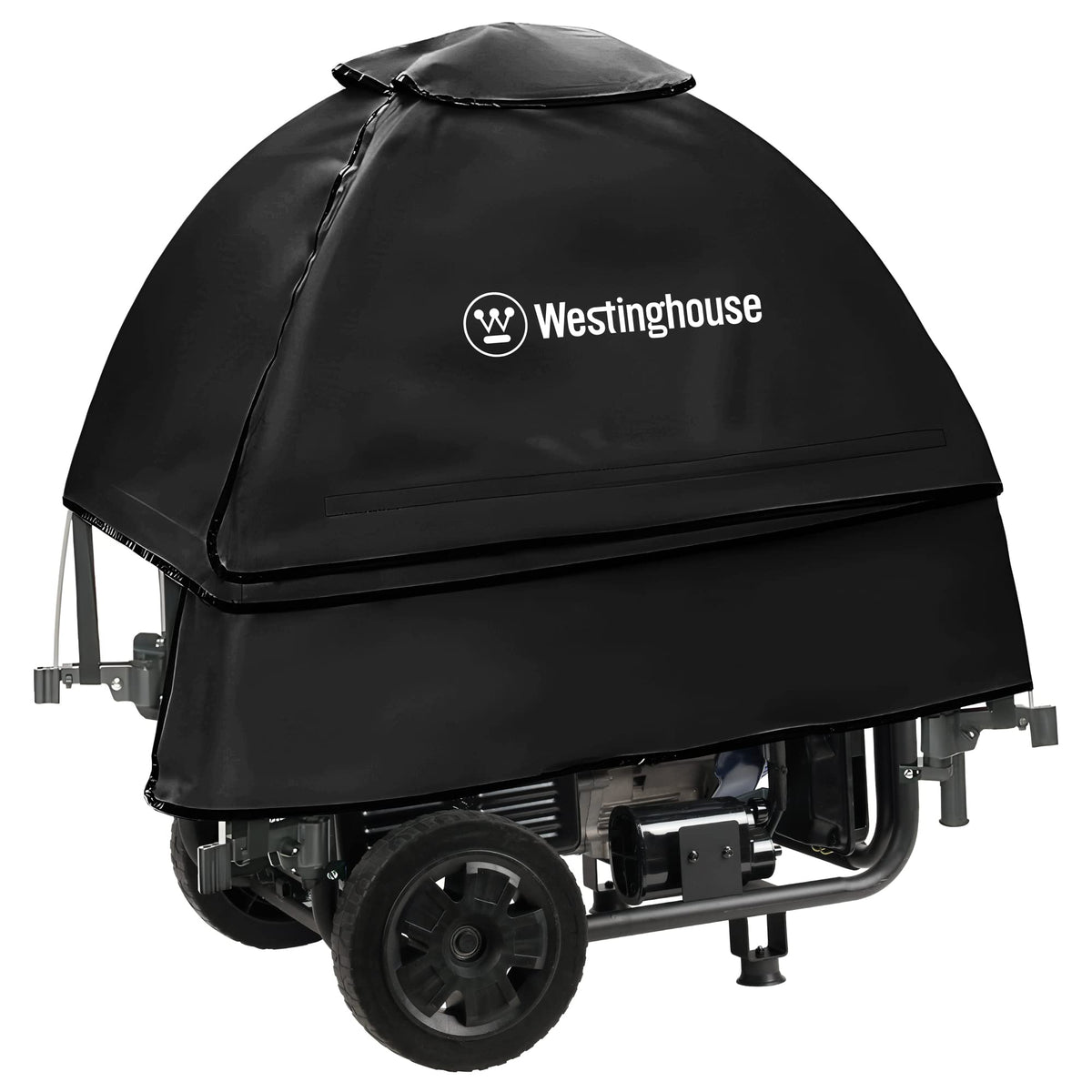 Westinghouse front view of WGenTent showing full coverage and weather protection benefit