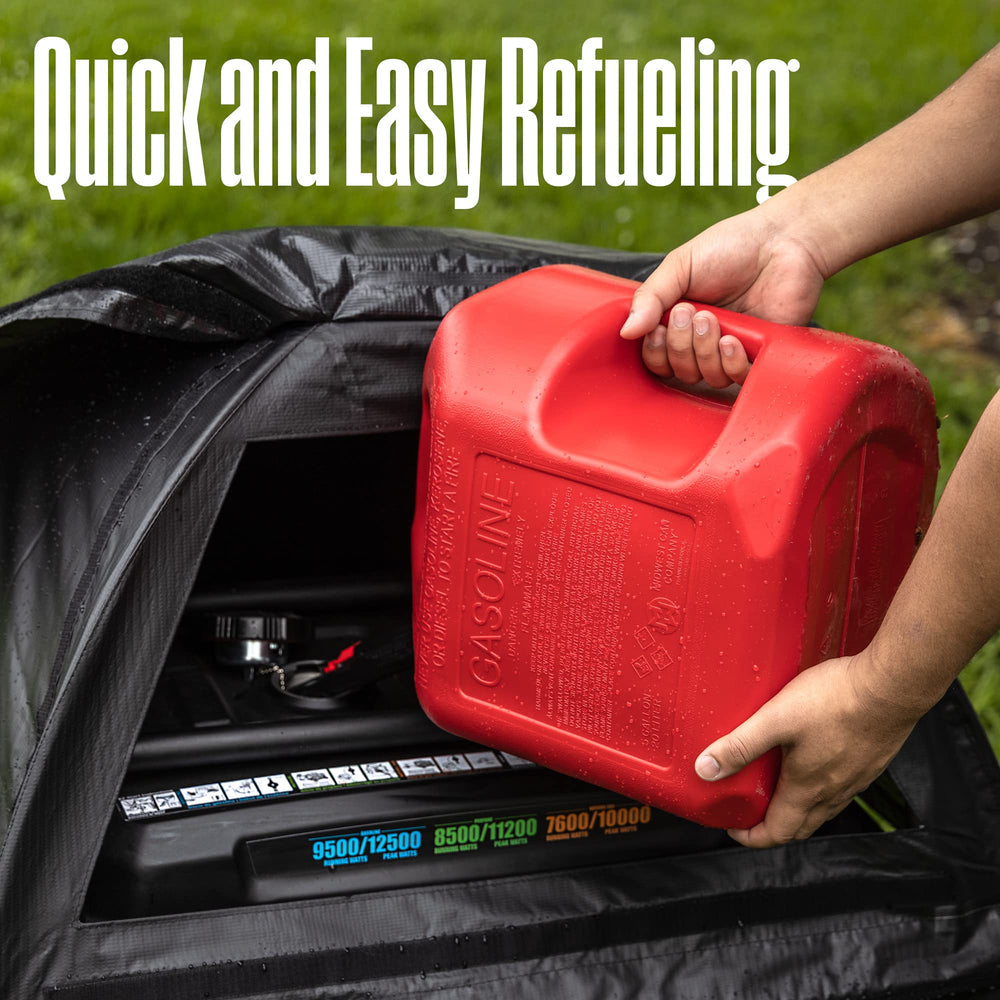 Westinghouse in-use tent over generator in storm demonstrating continuous power benefit