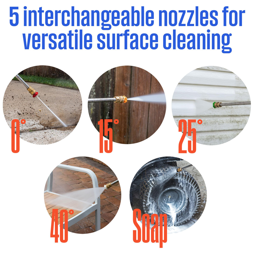 Westinghouse five-piece quick-connect nozzles laid out for versatile spray options benefit