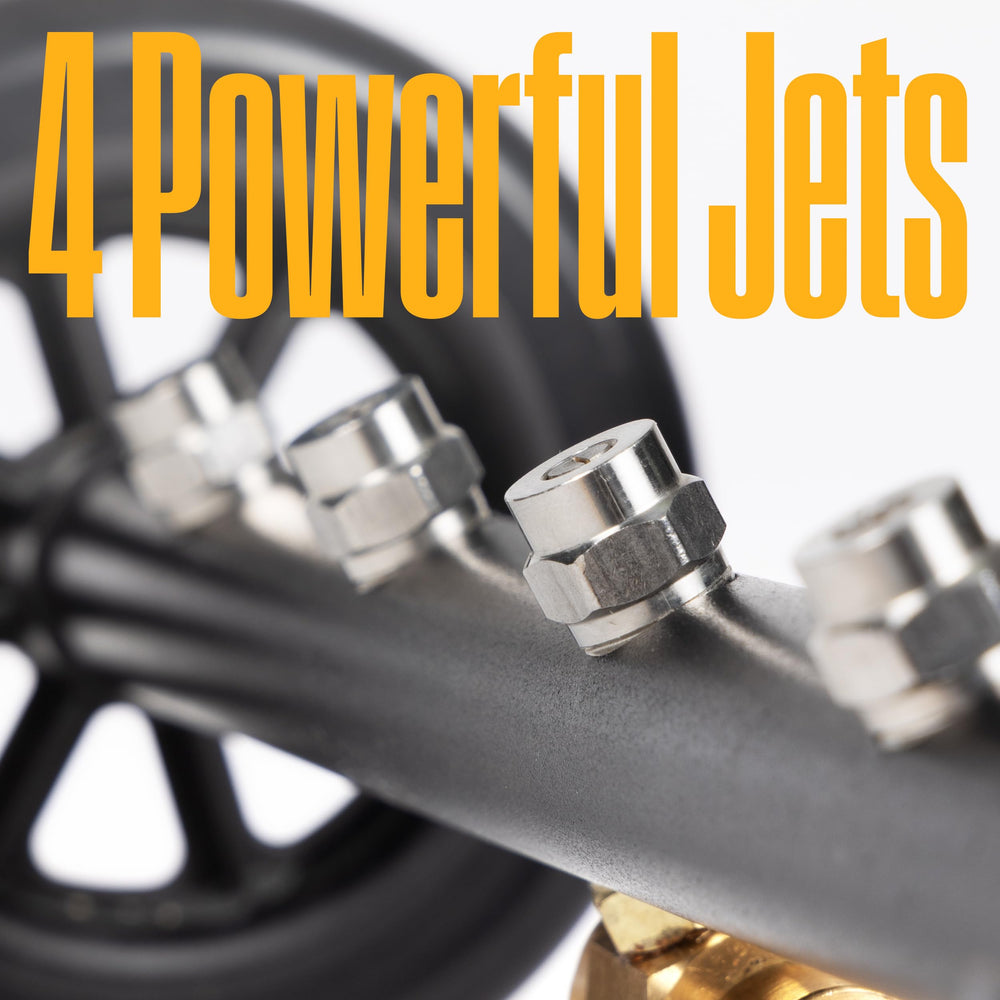 Westinghouse detail of four high-pressure nozzles delivering consistent cleaning power