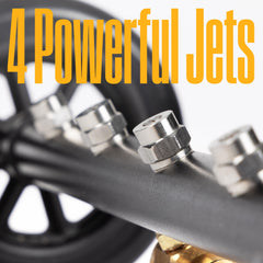 Westinghouse detail of four high-pressure nozzles delivering consistent cleaning power