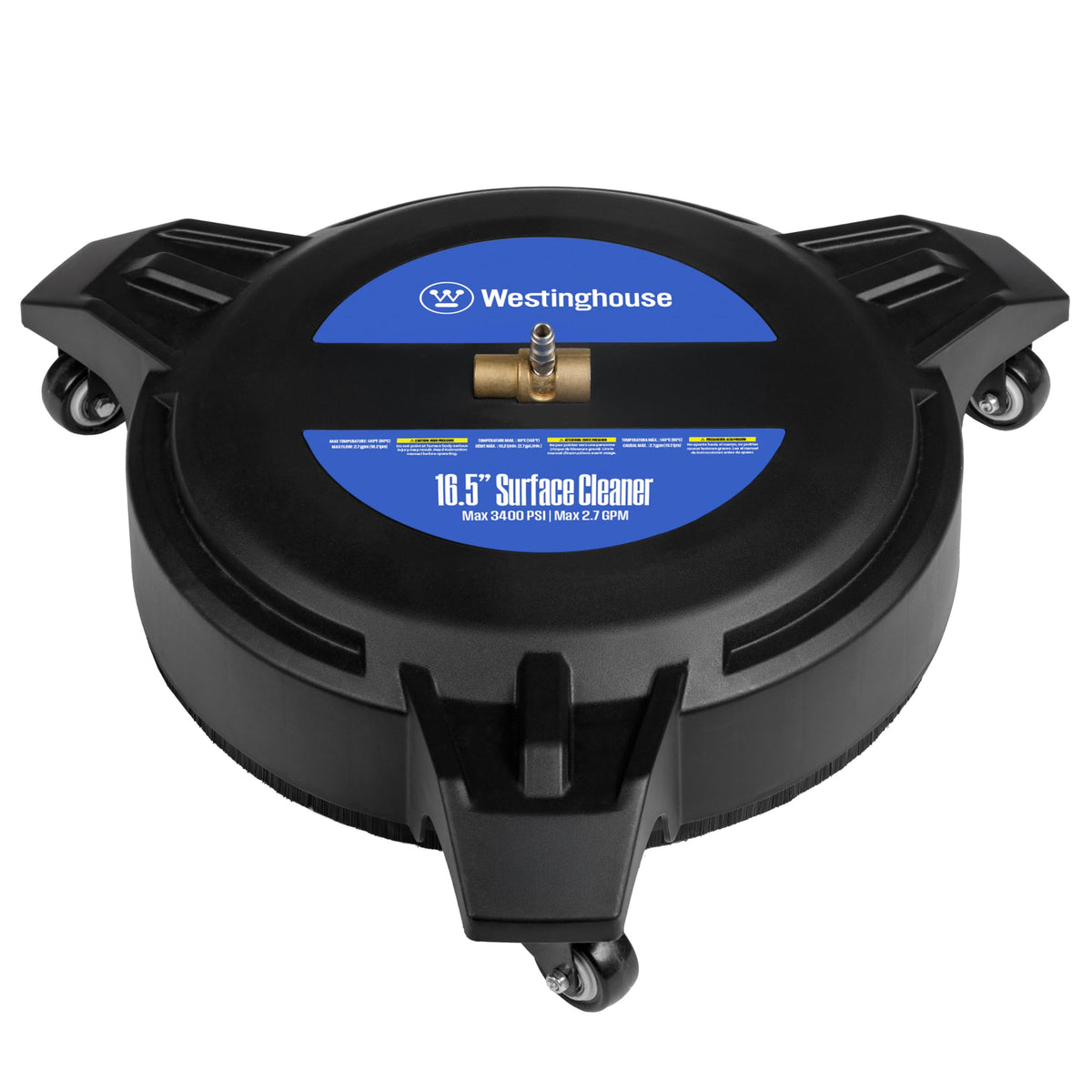 Westinghouse front view of surface cleaner showing wide 16.5-inch housing for faster cleaning