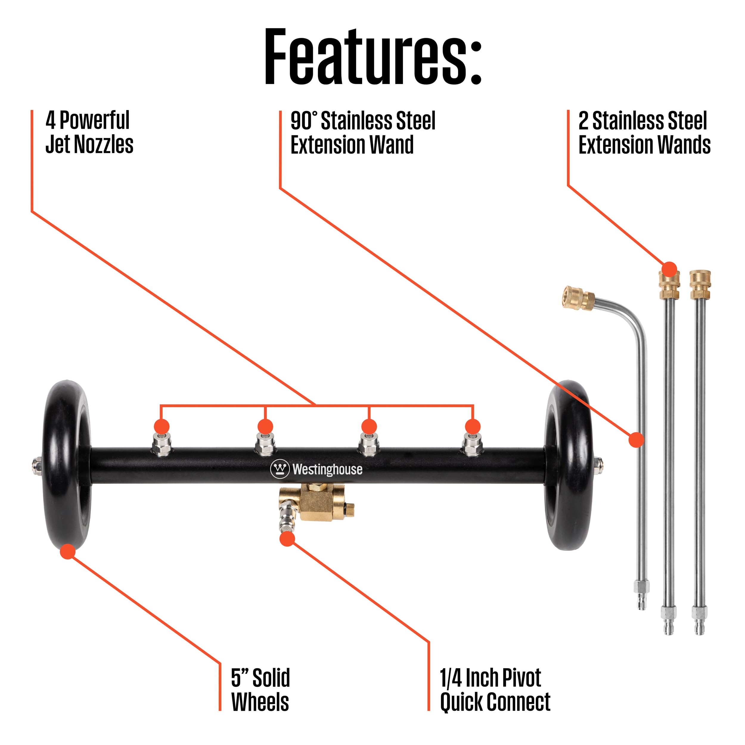 Westinghouse durable wheels and stand offering smooth maneuverability and stable use