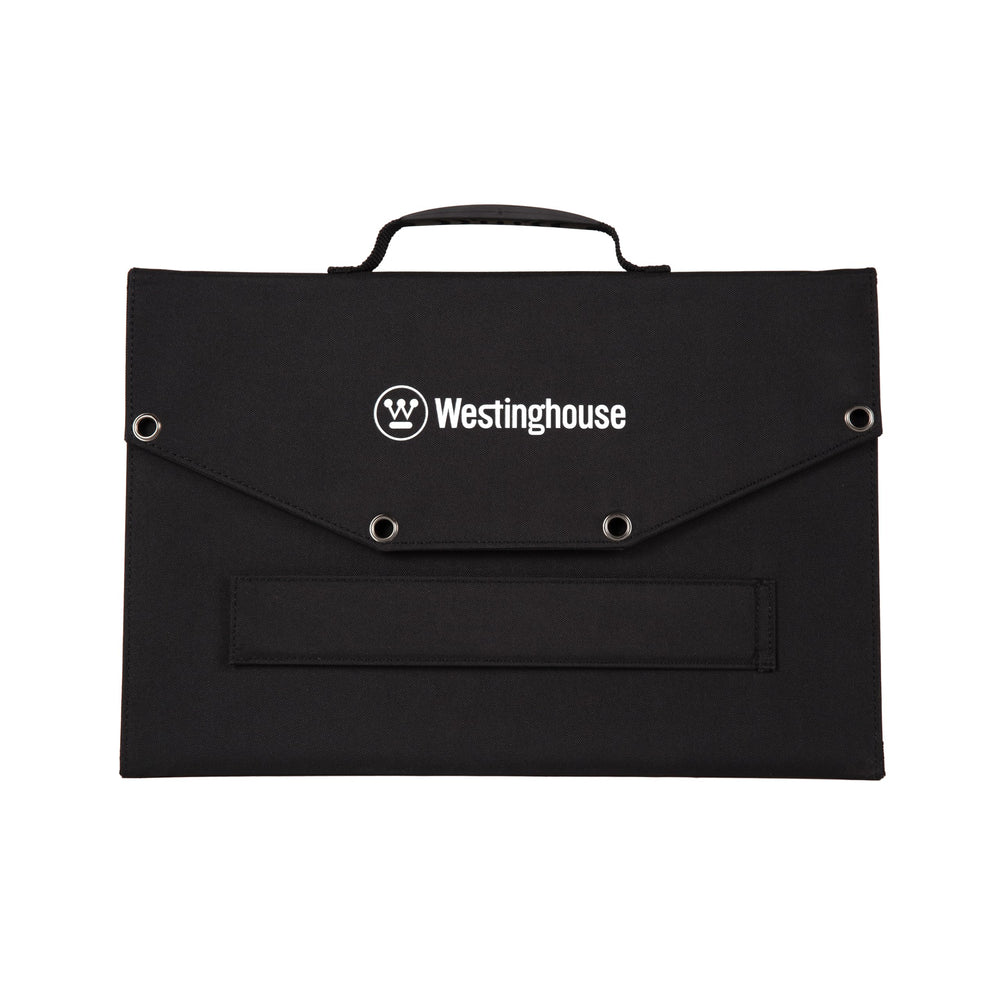 Westinghouse panel charging devices at campsite for reliable power