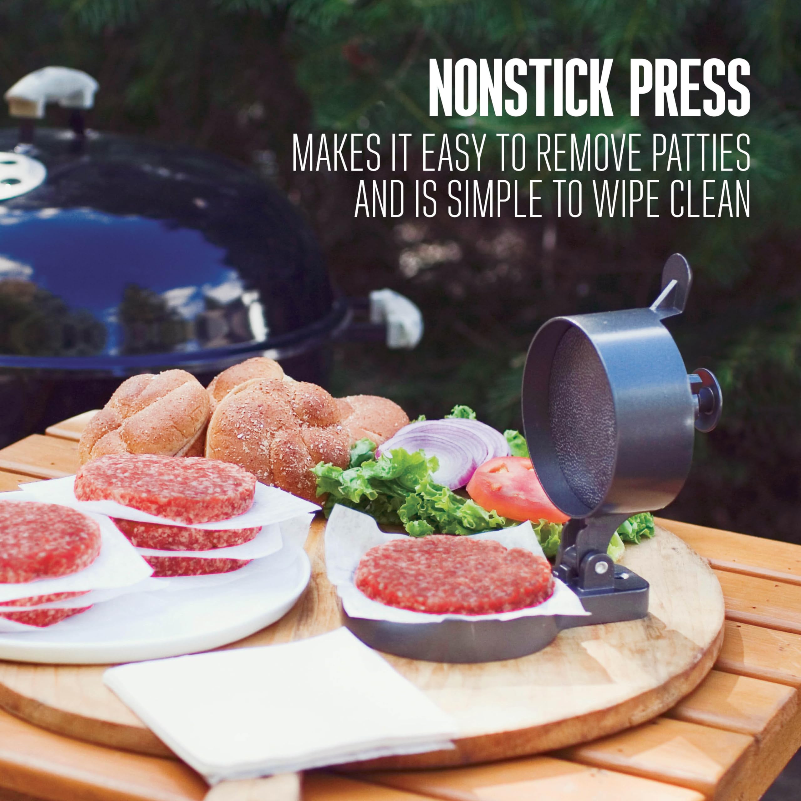 Weston nonstick underside demonstrating easy release of patties for hassle-free cooking