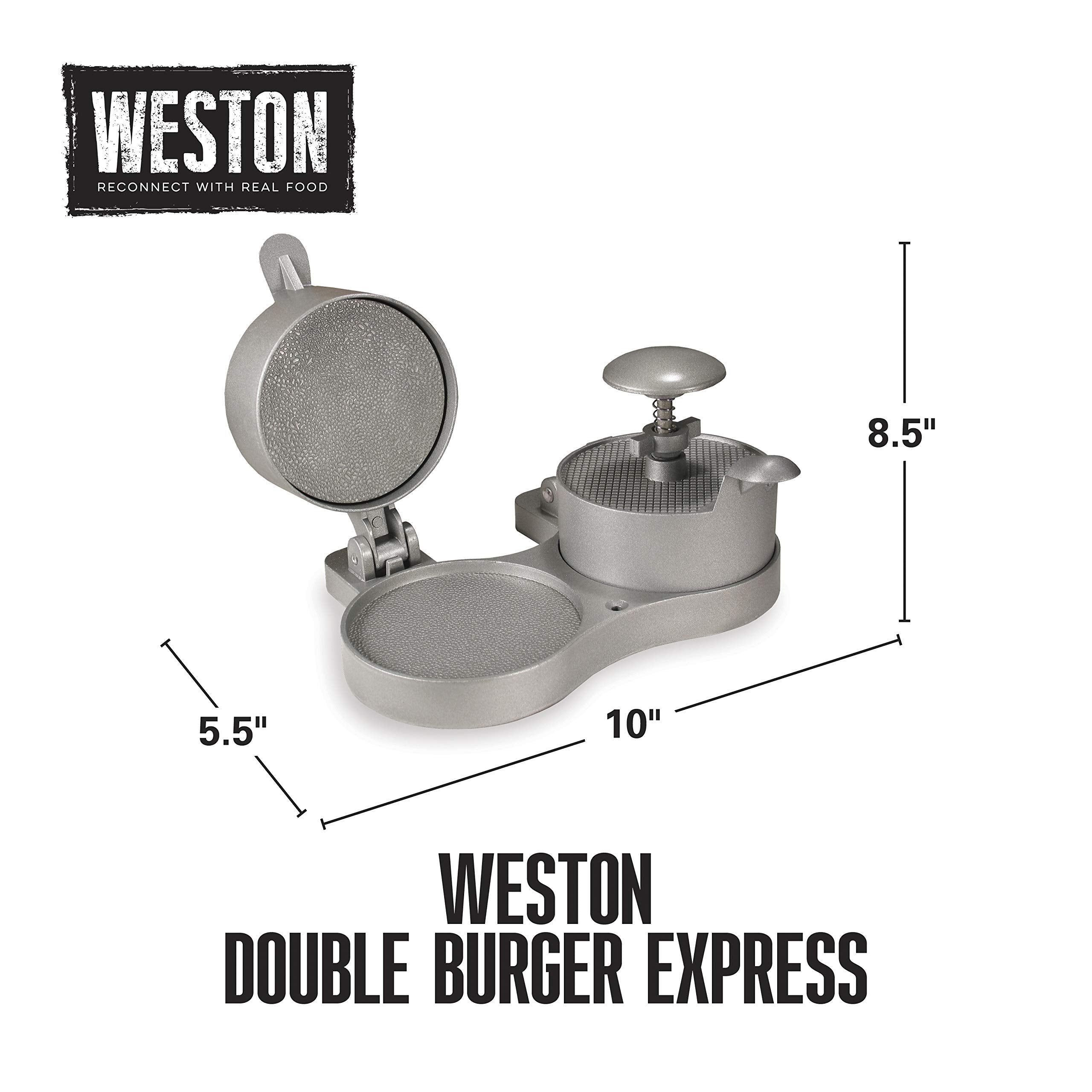Weston size comparison next to standard bun showing 4.5-inch diameter fit for common buns