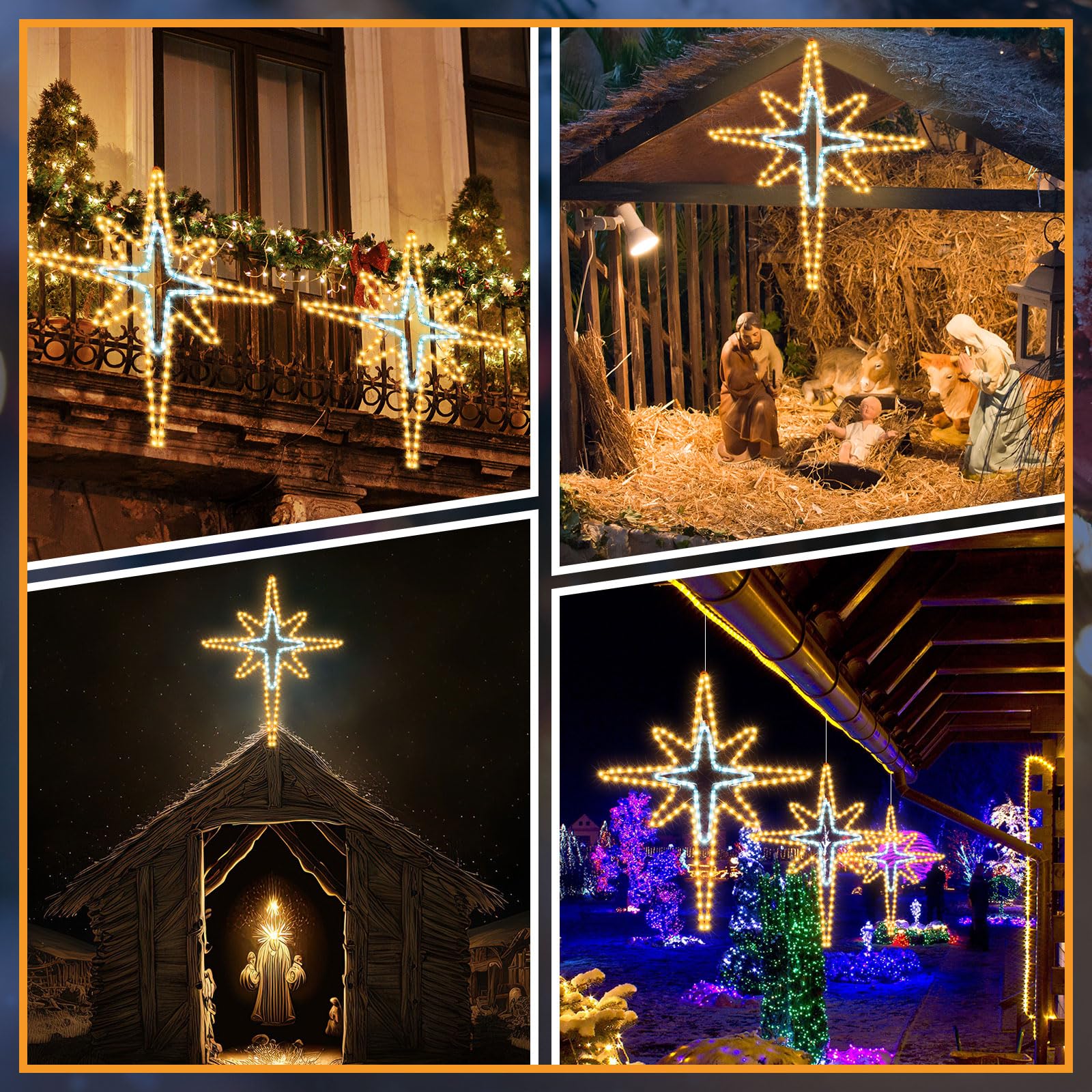 Wettal Bethlehem Star mounted on porch adding festive outdoor ambiance
