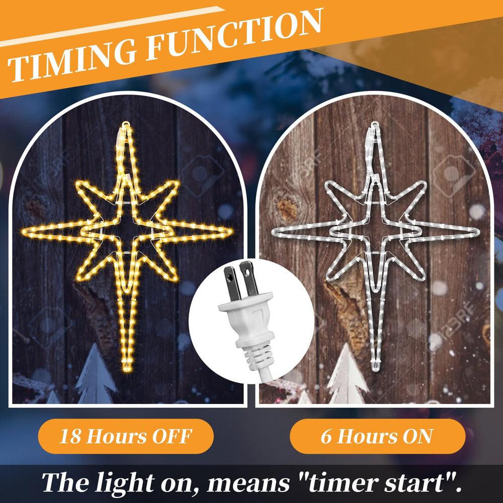 Wettal star displayed on a porch wall adding welcoming evening light