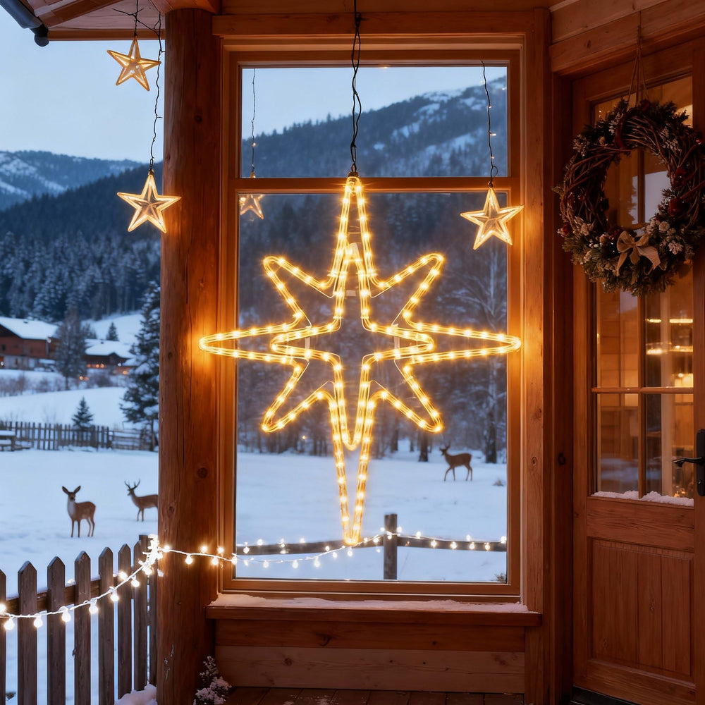 Wettal star beside a ruler for size comparison to show 28 inch scale