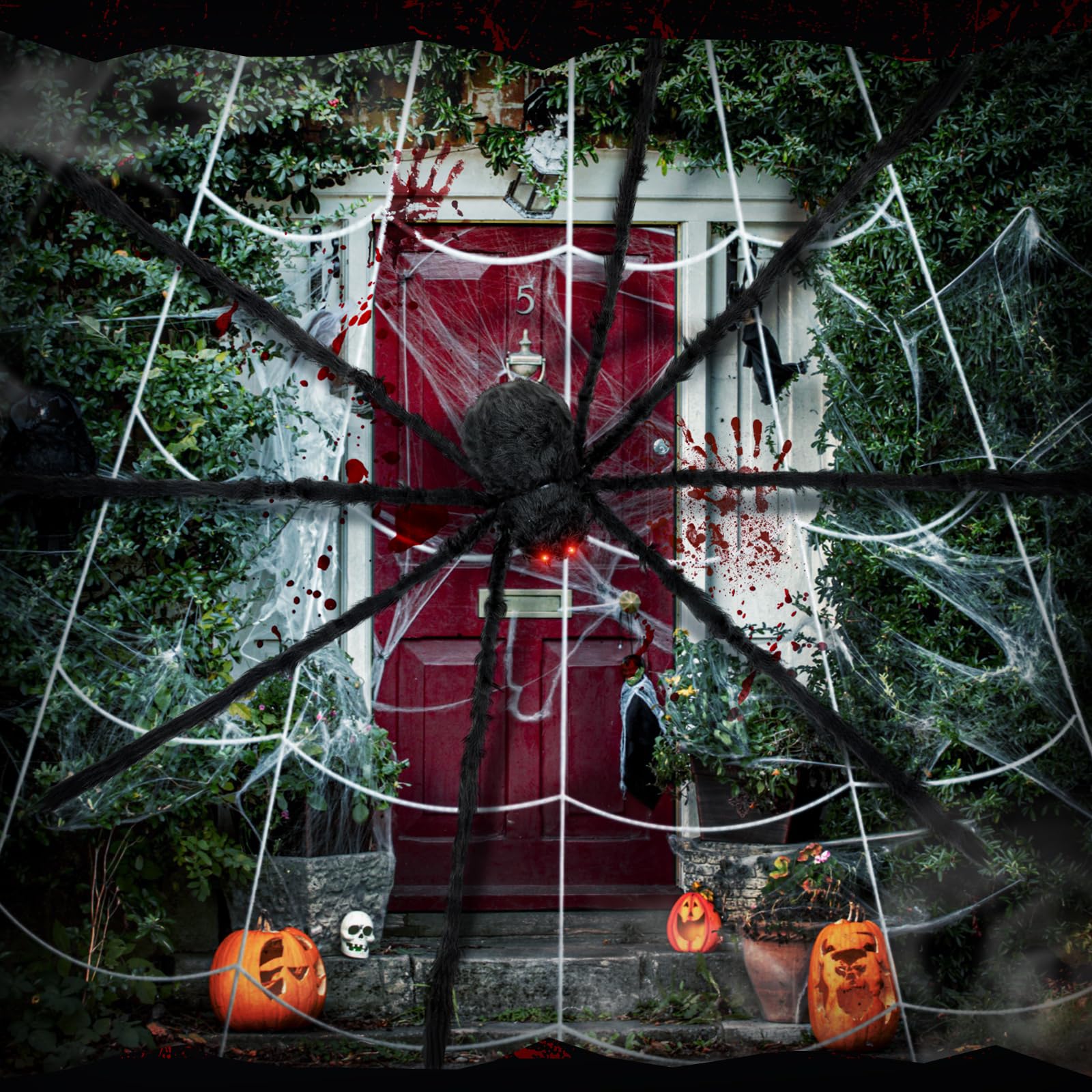 Wettarn spider used as party backdrop offering dramatic photo-ready atmosphere