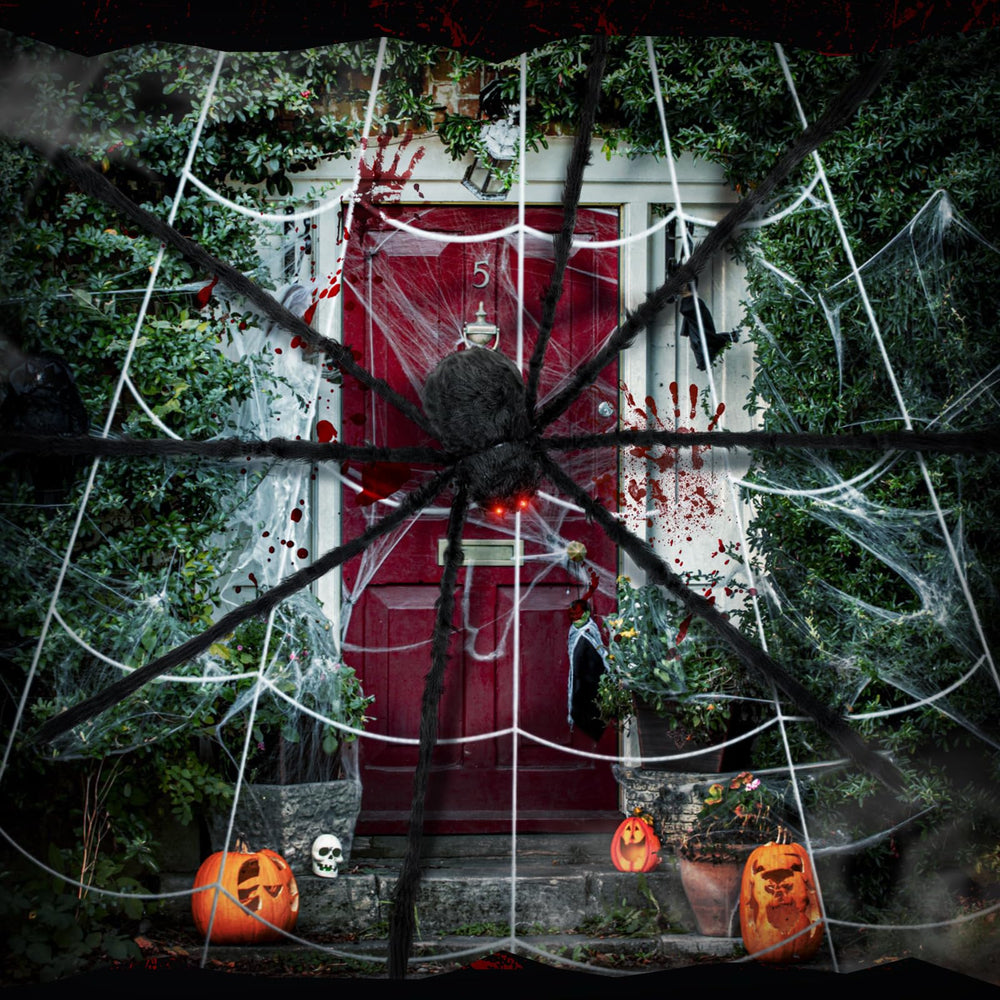 Wettarn spider used as party backdrop offering dramatic photo-ready atmosphere