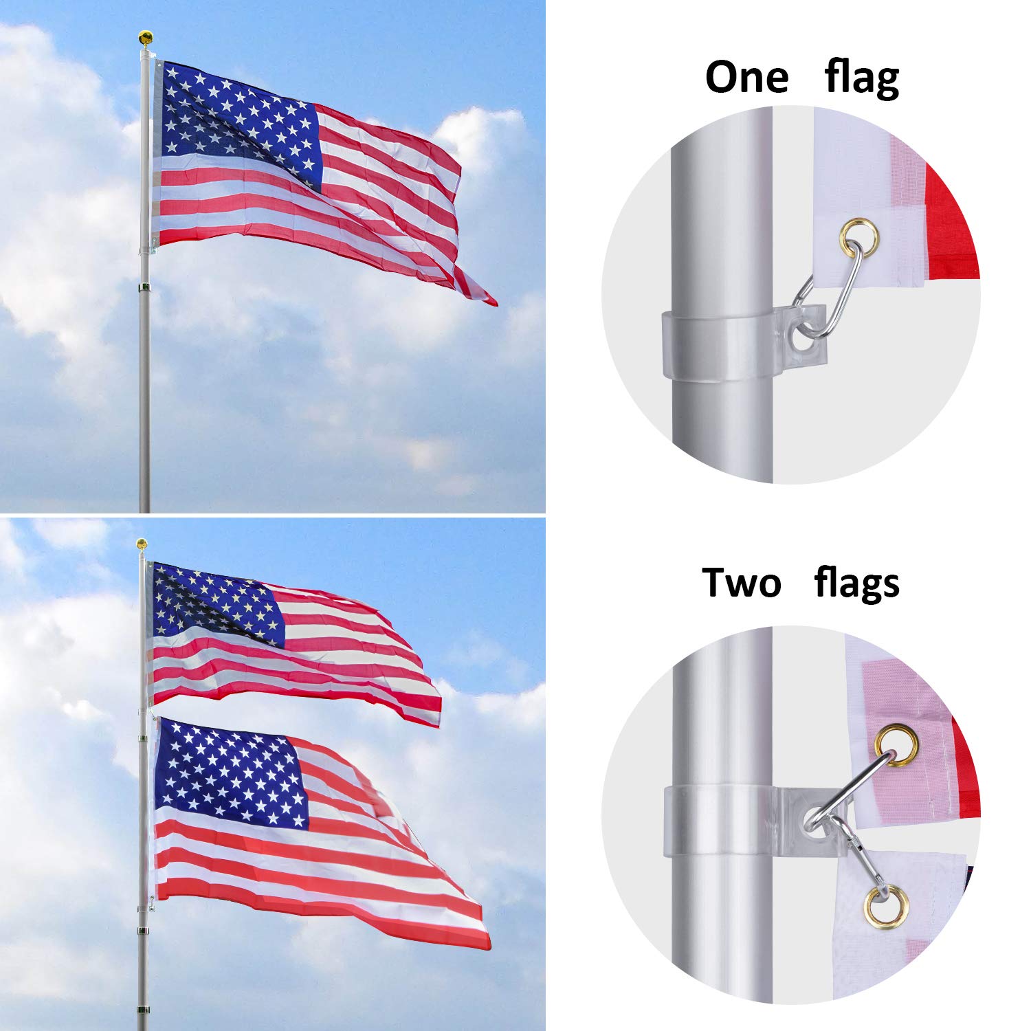 WeValor pole with flag flying in yard showing weather-ready display benefit