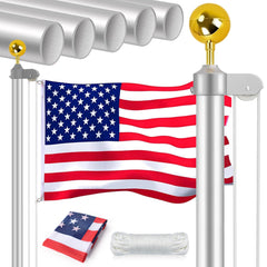 WeValor flagpole front view installed showing sturdy aluminum build and curb appeal