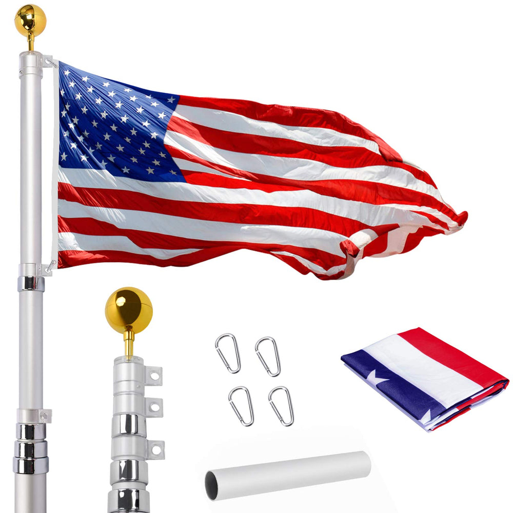 WeValor full-height 20ft pole fully extended showing sturdy display benefit