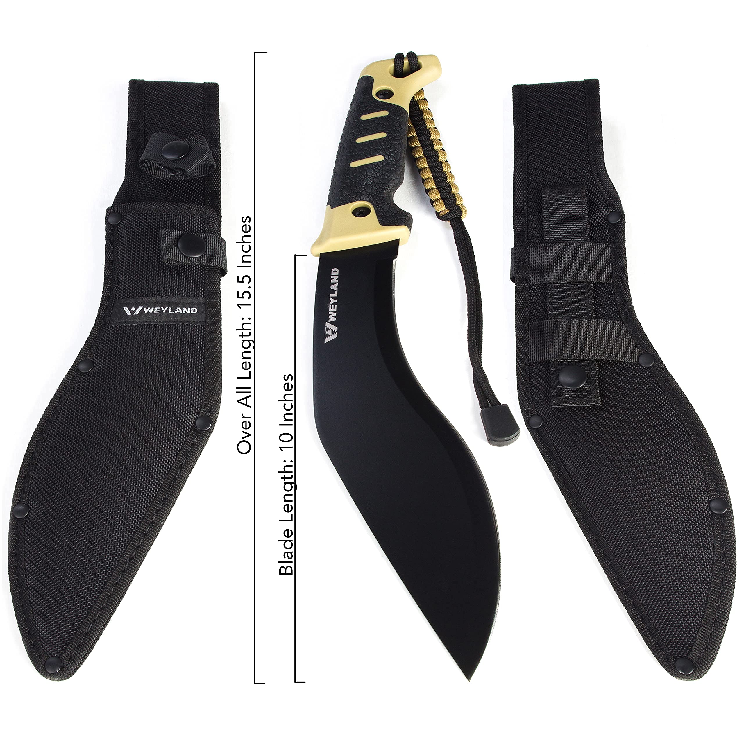 WEYLAND blade close-up highlighting edge and high-carbon steel strength