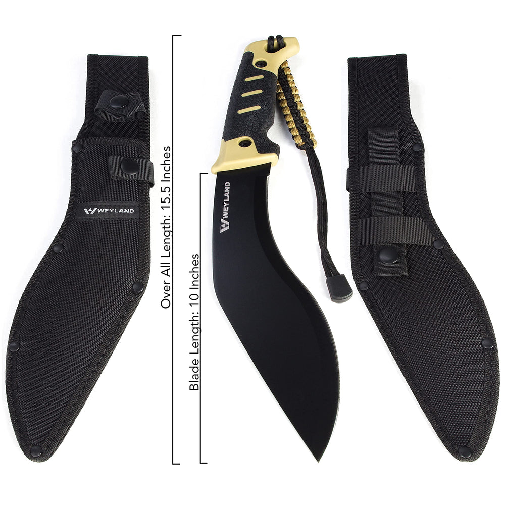 WEYLAND blade close-up highlighting edge and high-carbon steel strength