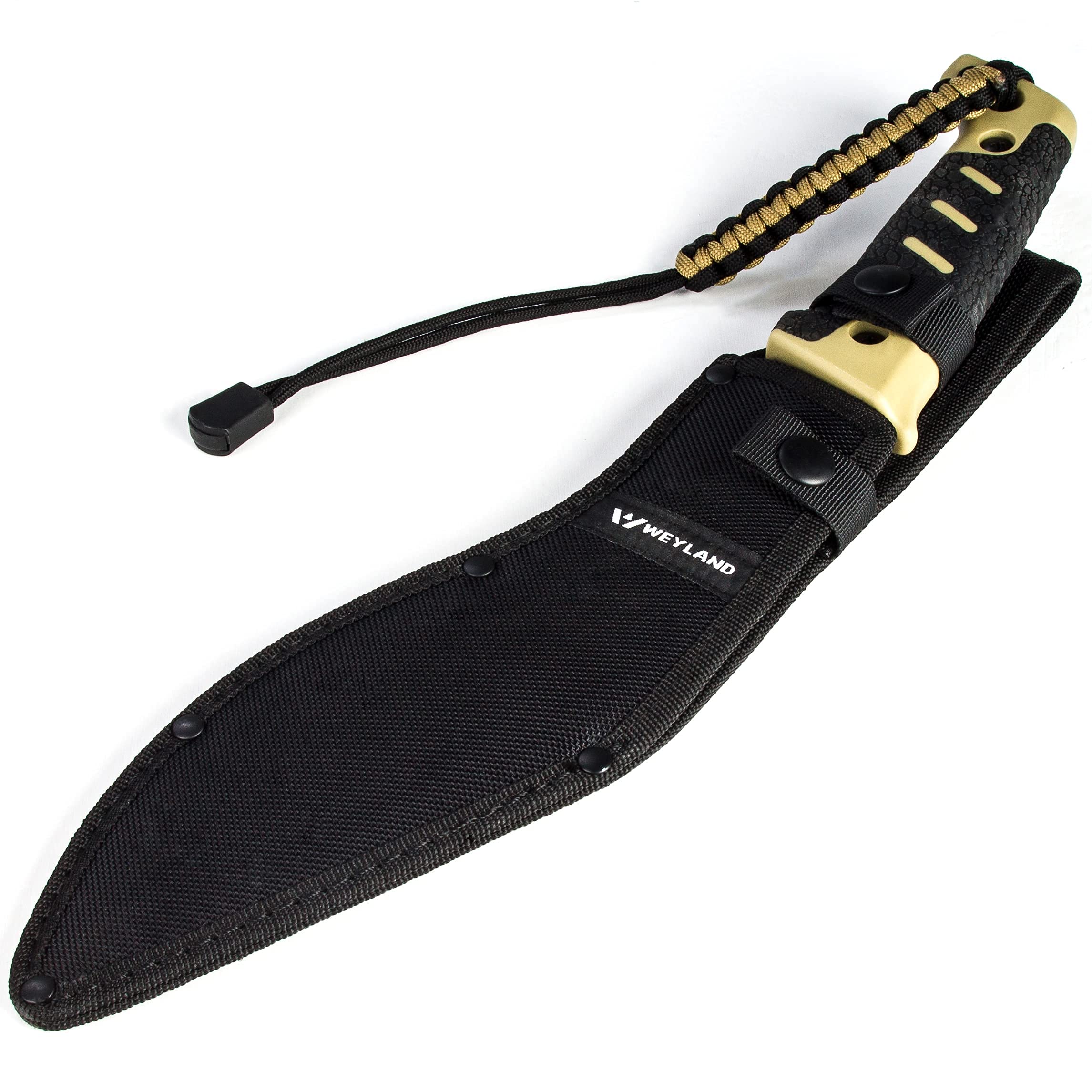 WEYLAND sheath stitching and fastener close-up showing secure retention