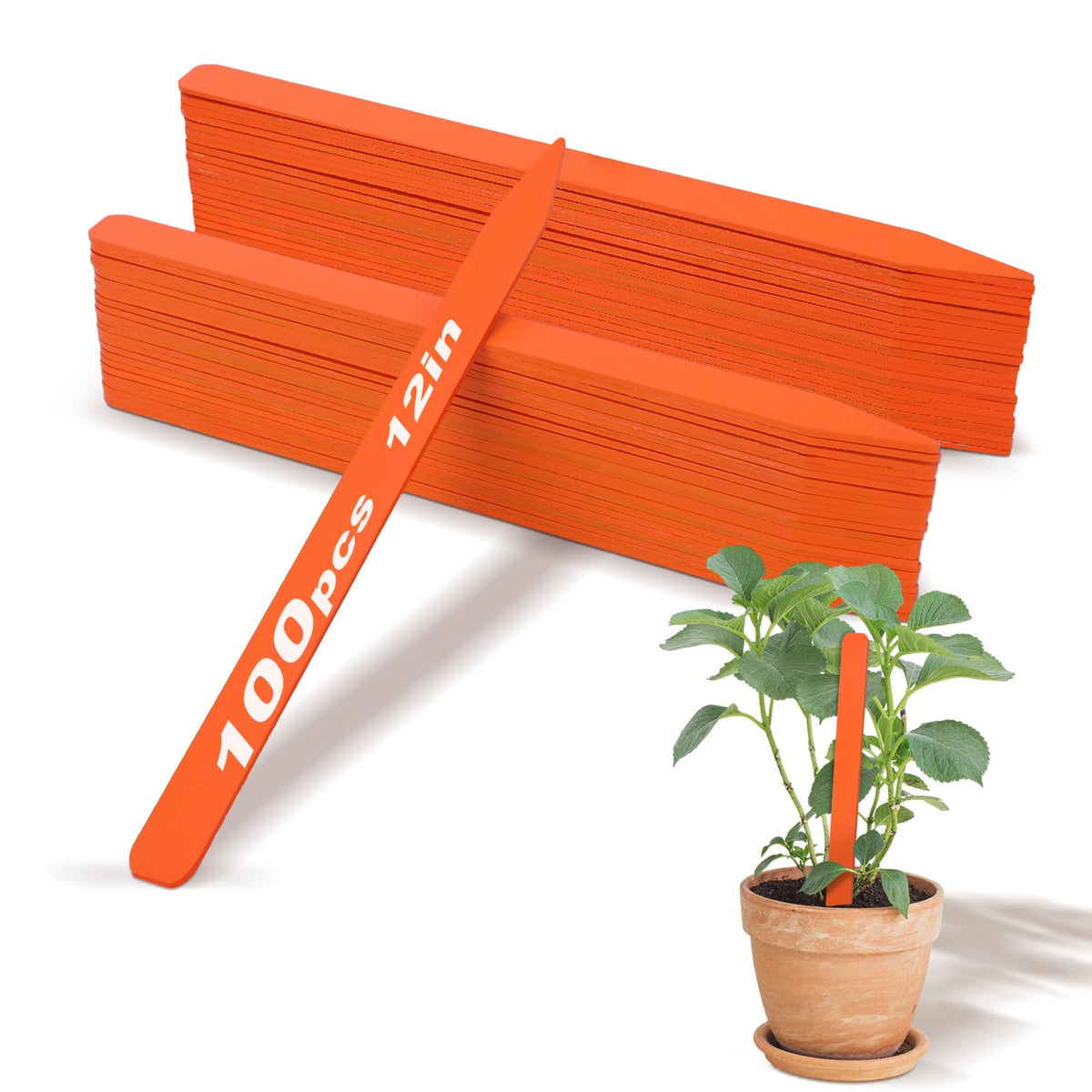 Weysat front packaging showing 100 orange plant labels for easy identification