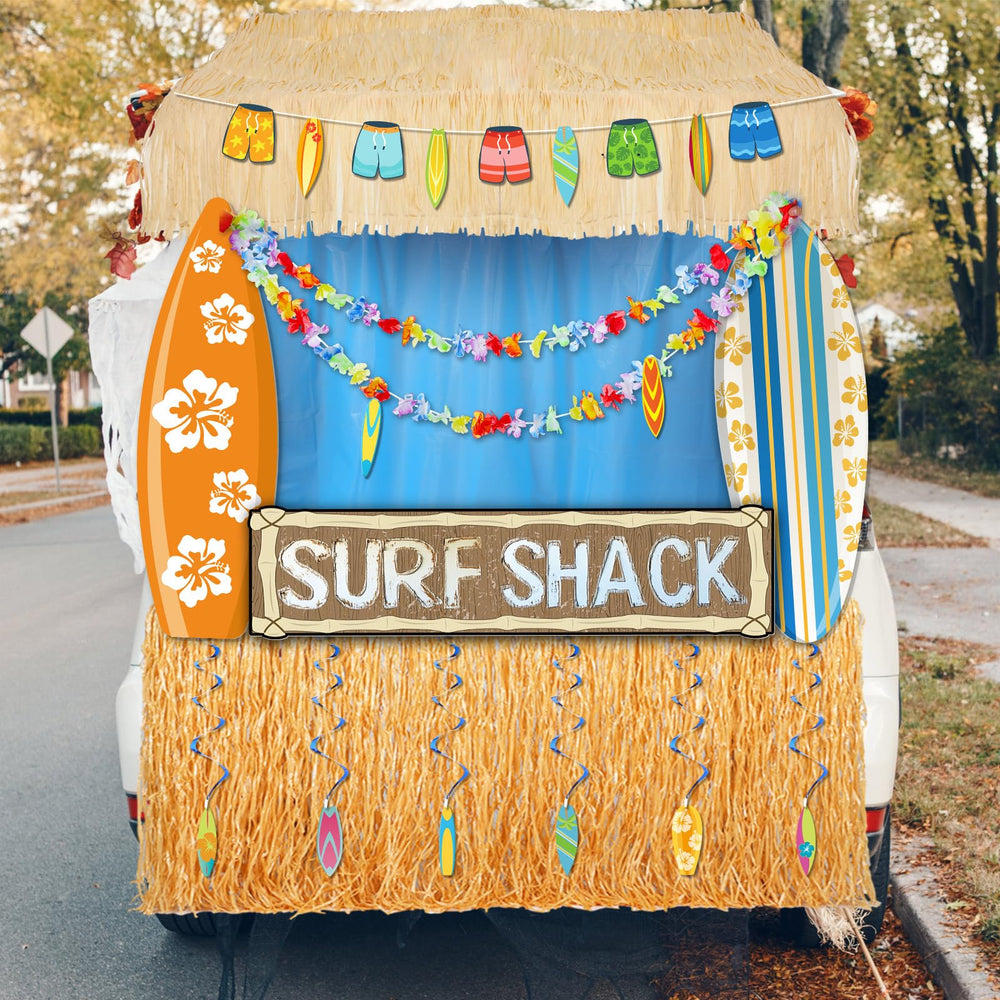 Weysat surf shack front display showing full decorated trunk benefit attention-grabbing look