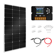 Weznbtev 100W front view showing compact framed panel and efficiency benefits