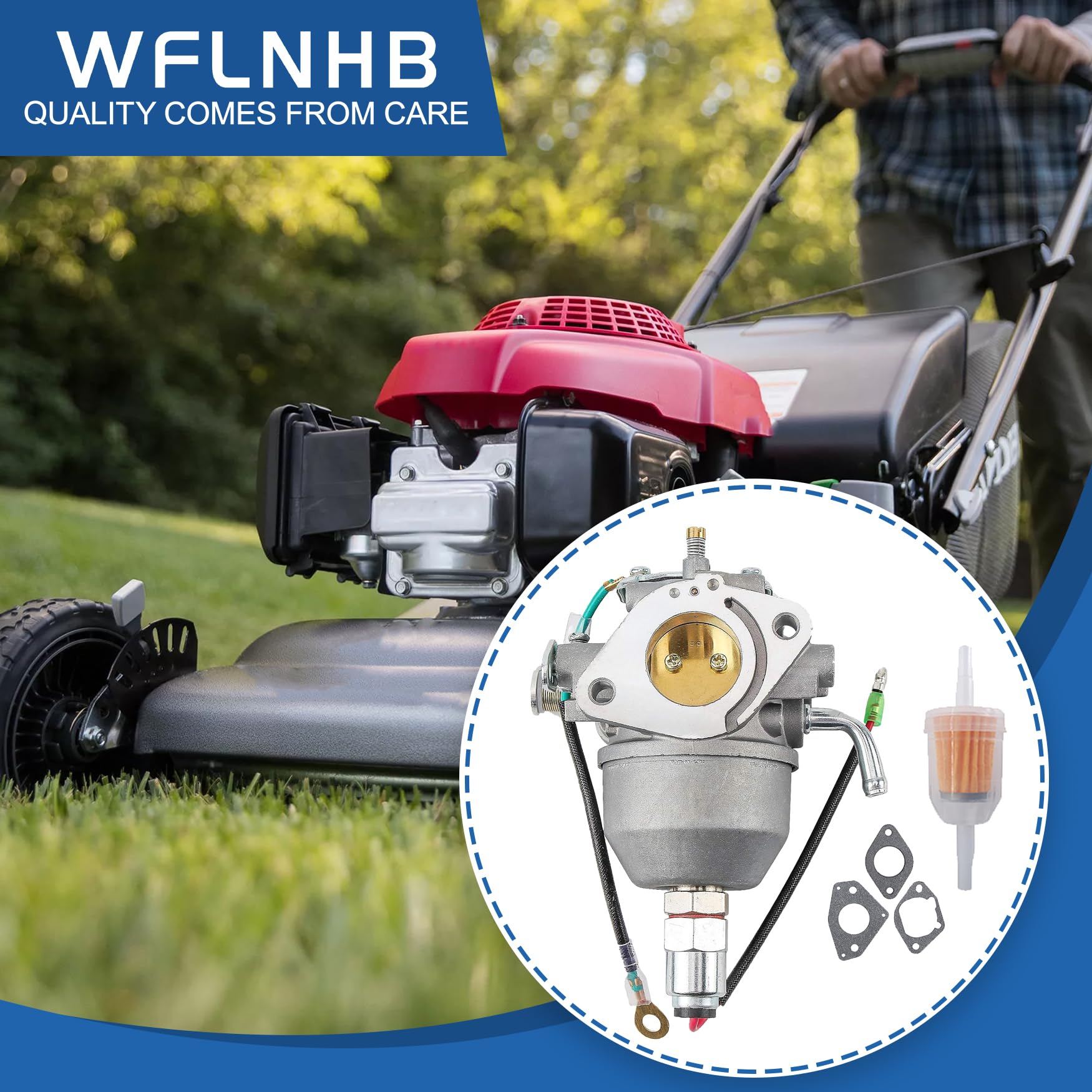 WFLNHB carburetor packaging and kit contents showing included parts for installation