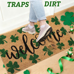 Whaline doormat in use at threshold demonstrating dirt capture and neat entrance benefit