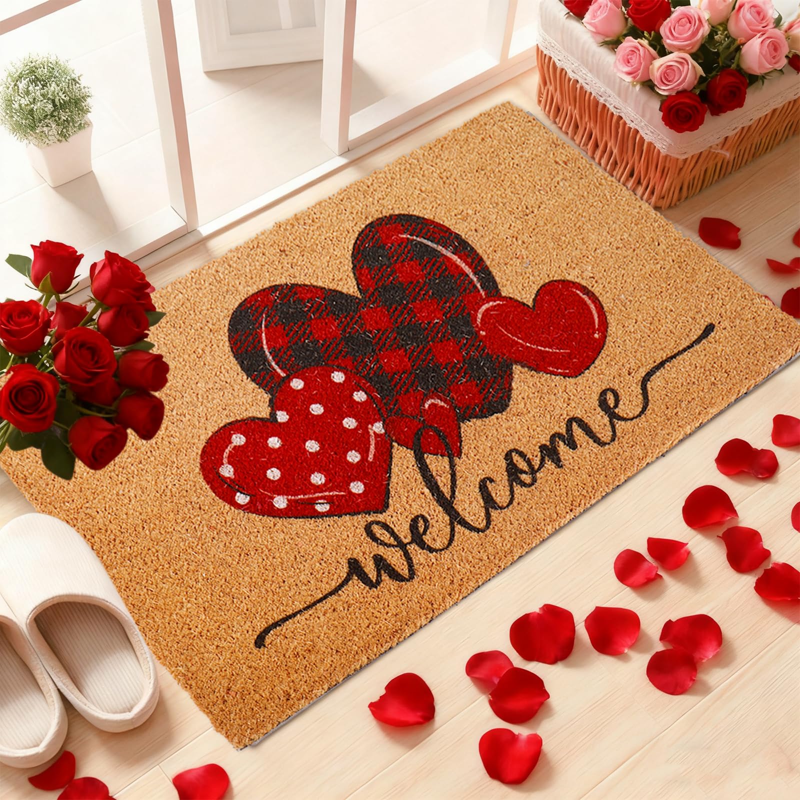 Whaline doormat rolled as shipped with instructions to flatten for quick setup