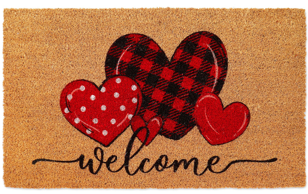 Whaline doormat front view showing heart design and welcome greeting for charming entry