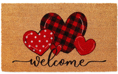 Whaline doormat front view showing heart design and welcome greeting for charming entry