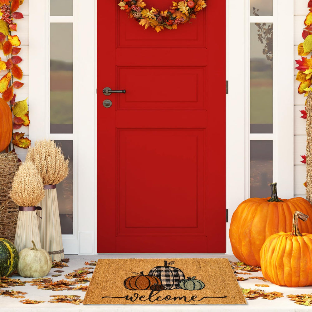Whaline lifestyle porch decor with mat adding warm autumn ambiance