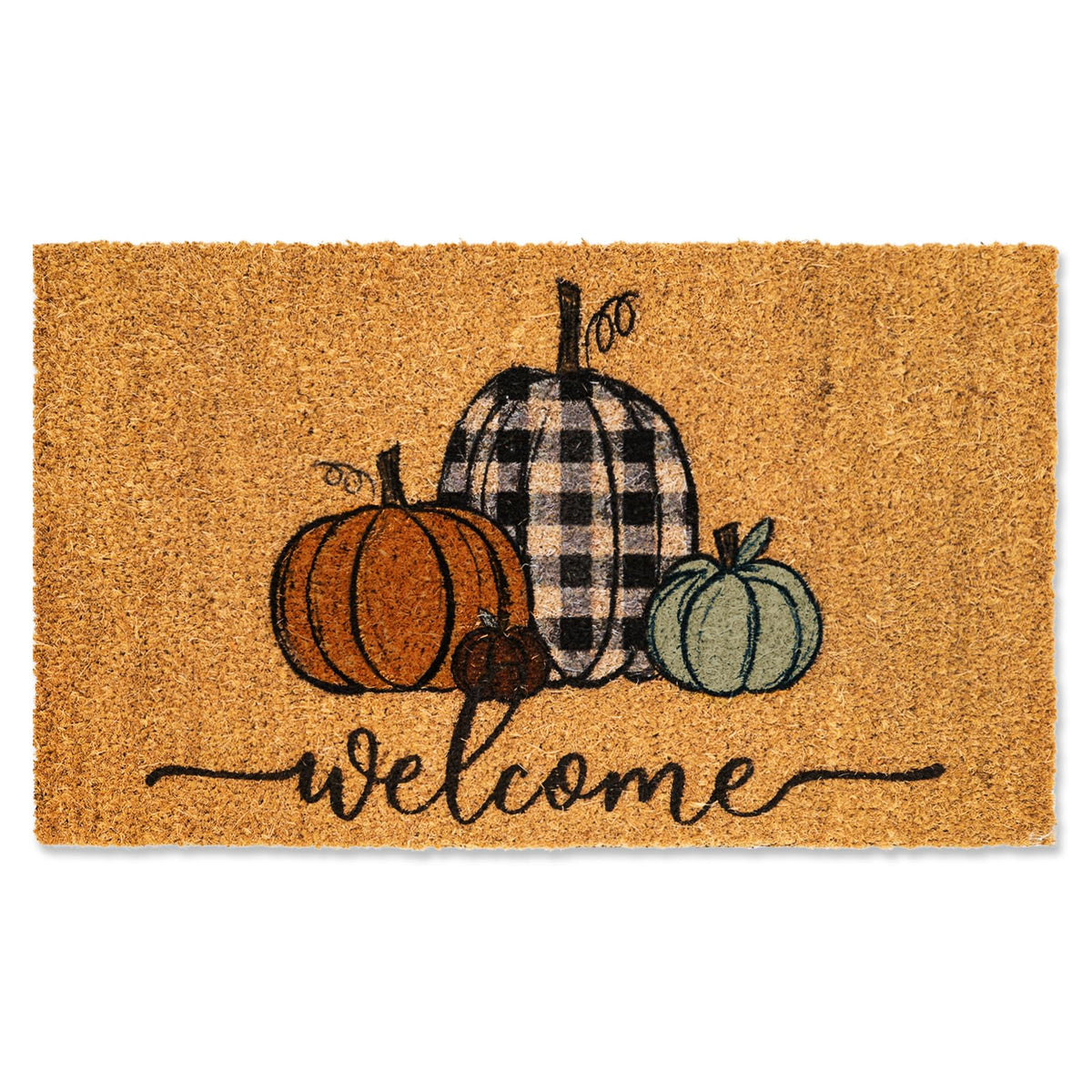 Whaline pumpkin front view showing rustic welcome design and curb appeal