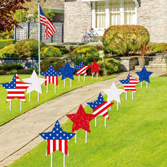 Whaline front view of 12-pack star signs showing bright patriotic design and ready-to-use display