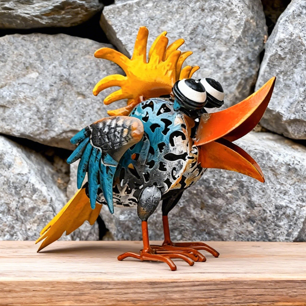 WHBIMGOOO metal bird front view showing bright colors and playful shape benefits curb appeal