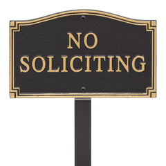 Whitehall front plaque showing black face and gold raised lettering for clear curbside messaging