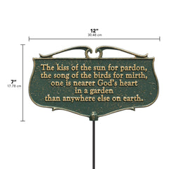 Whitehall plaque on 17-inch stake in flower bed, easy placement benefit