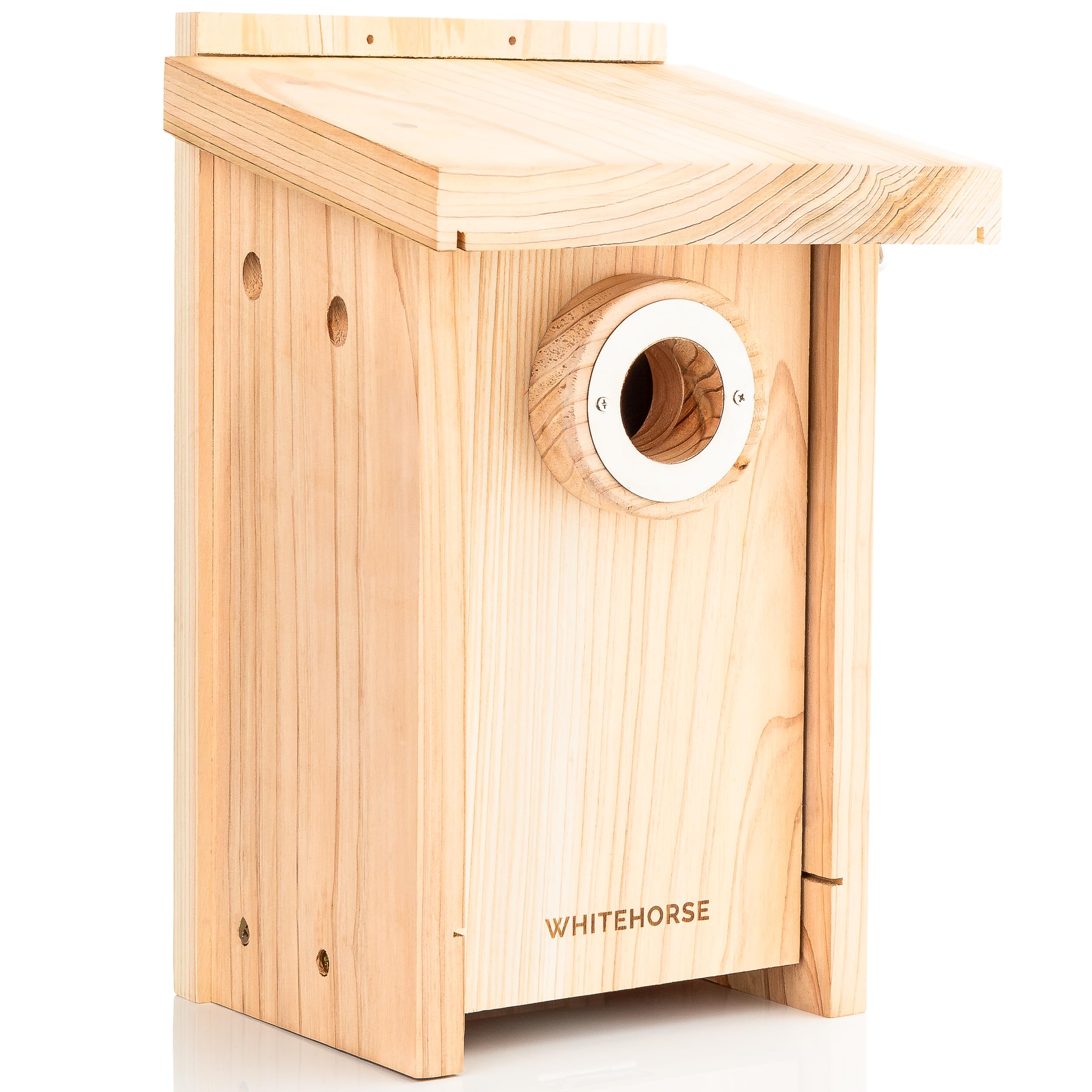 WHITEHORSE front view cedar bluebird house showing weatherproof design and durable build