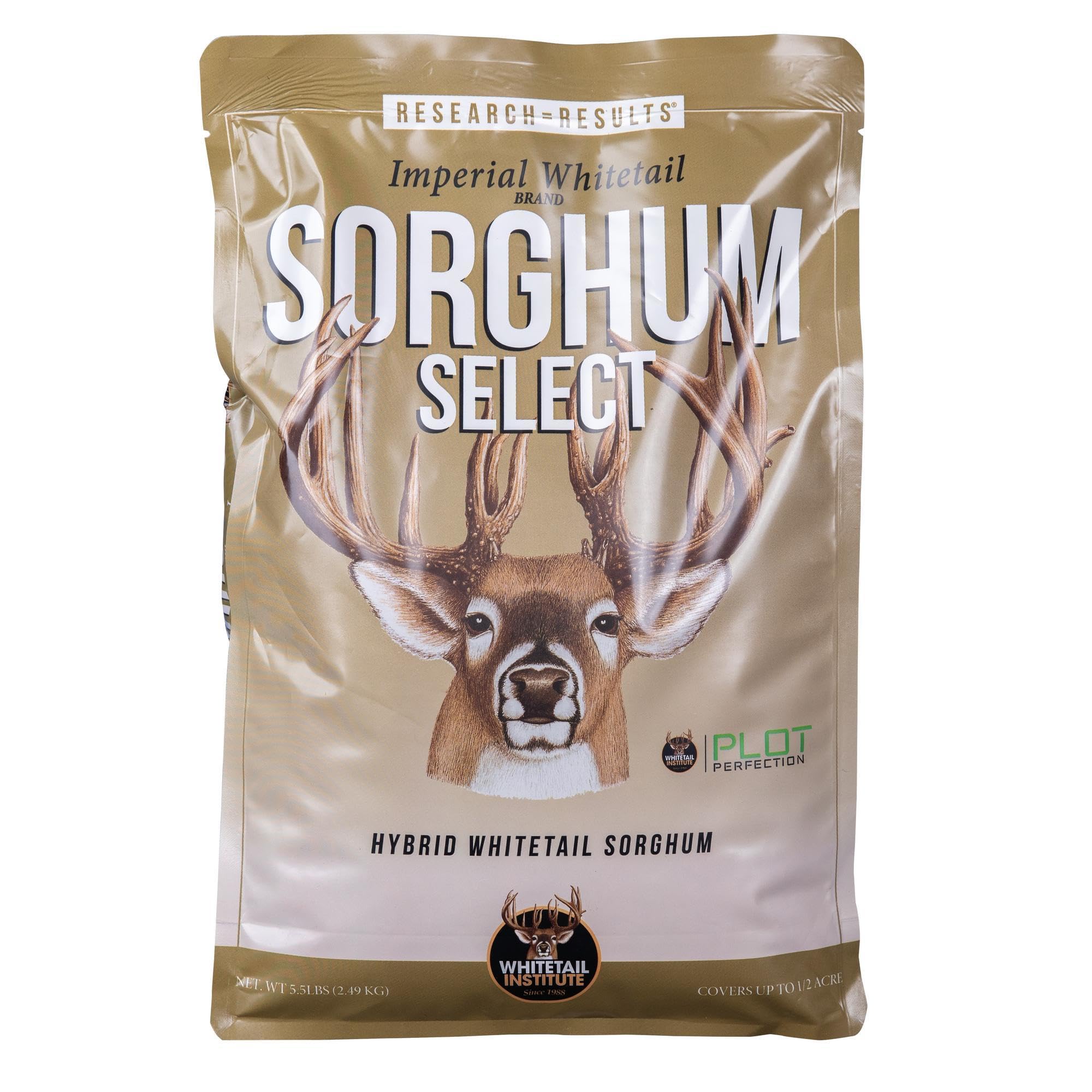 Whitetail Institute Sorghum Select front packaging showing seed mix and acreage, clear planting benefit