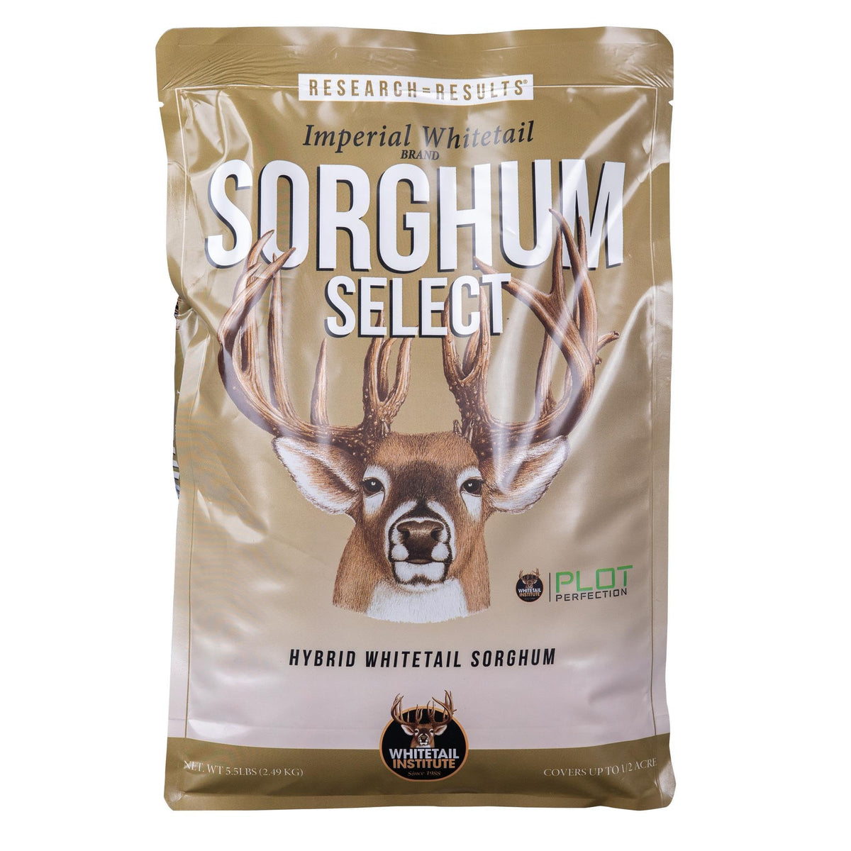 Whitetail Institute Sorghum Select front packaging showing seed mix and acreage, clear planting benefit