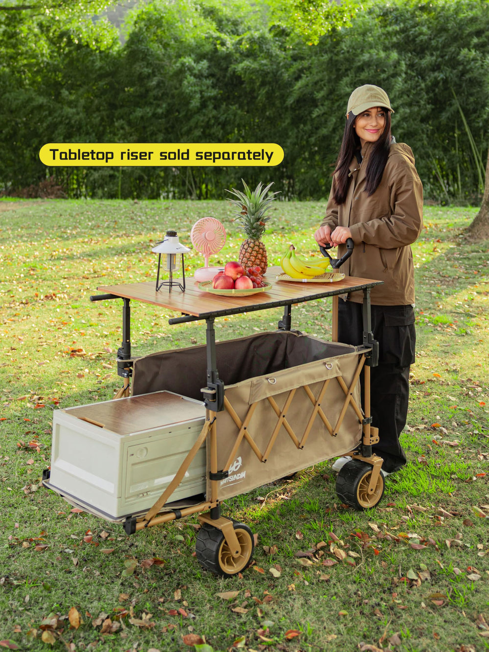 Whitsunday folded wagon in car trunk for compact transport benefit