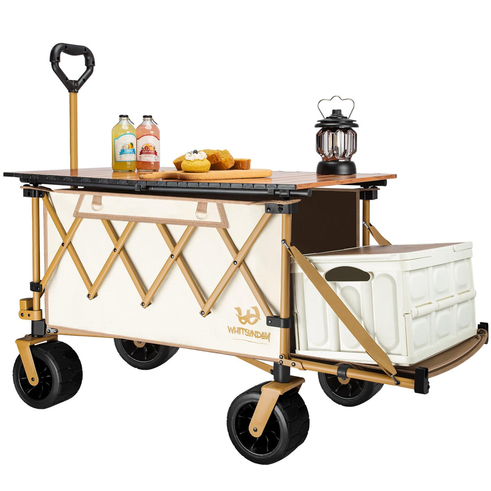 Whitsunday front view of beige wagon showing full cargo area and stability