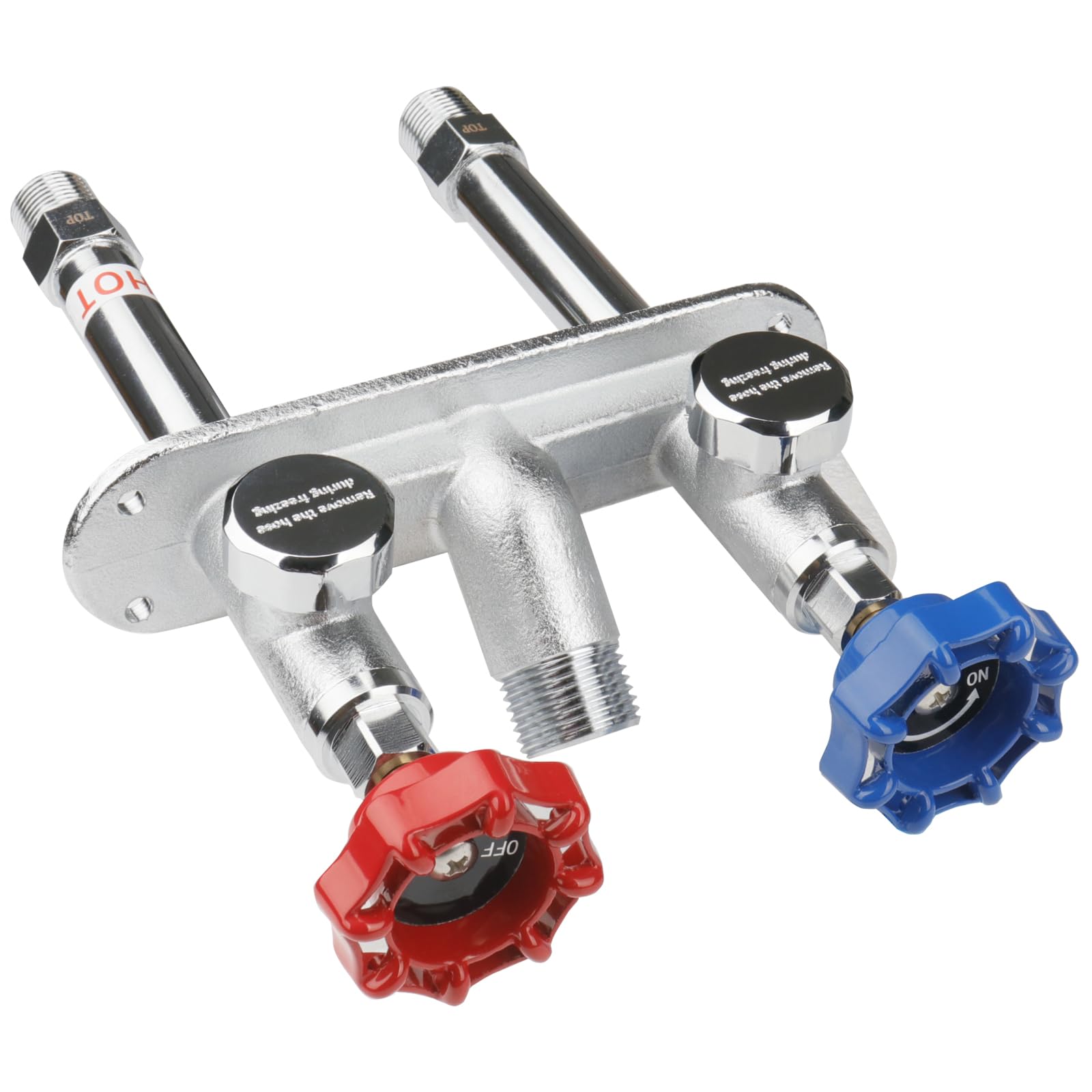 WHK front view of frost-free outdoor faucet showing durable spout and benefit of freeze protection