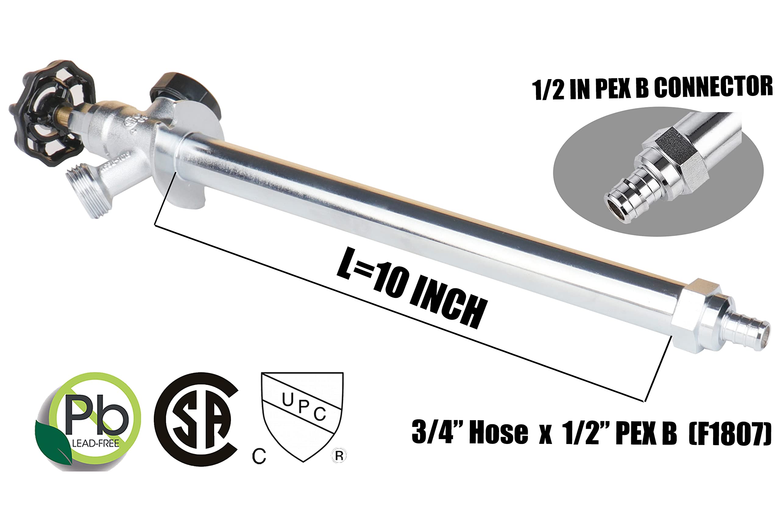 WHK closeup of long valve stem showing frost protection and leak resistance