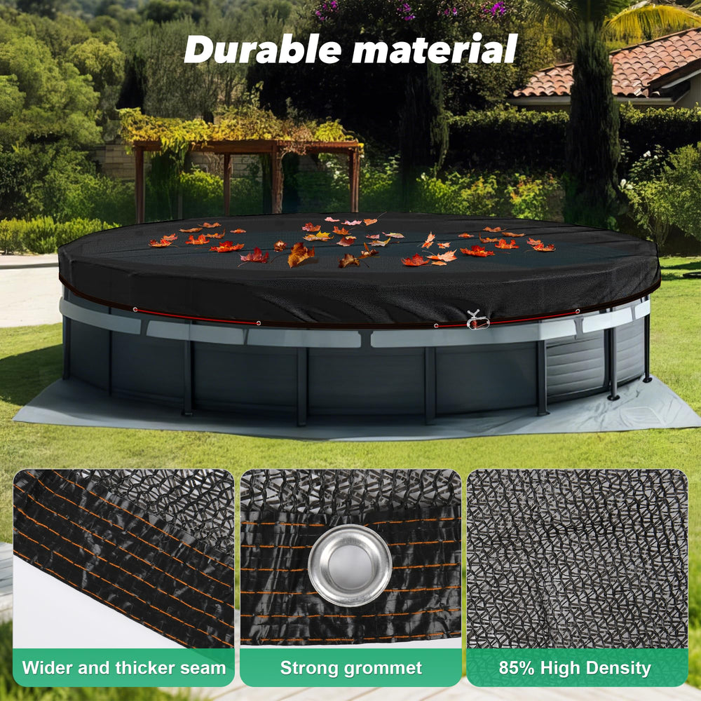 Whmayai overhead installed on 24ft pool showing complete debris protection