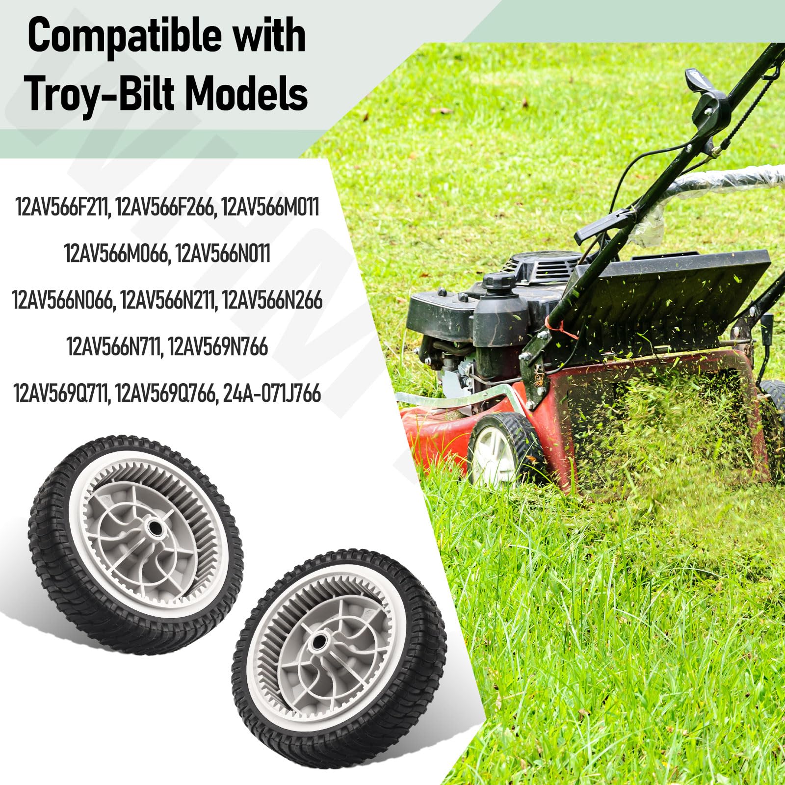 WHMYZHL replacement wheels on a mower in use improving traction and control
